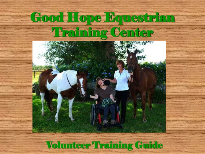 good ood hope ope eque questrian training ning cent nter