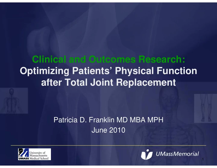 clinical and outcomes research optimizing patients