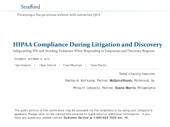 HIPAA Compliance During Litigation and Discovery  Safeguarding PHI and Avoiding Violations When