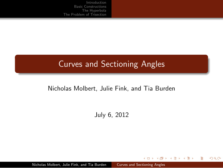 curves and sectioning angles