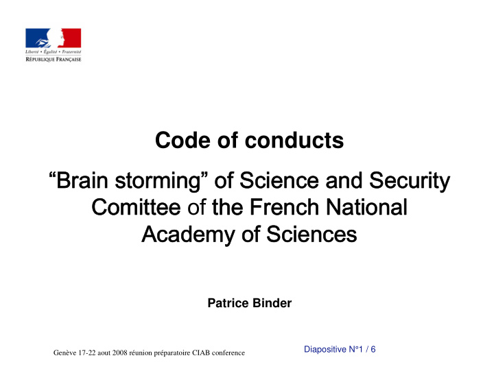 code of conducts brain storming of science and security