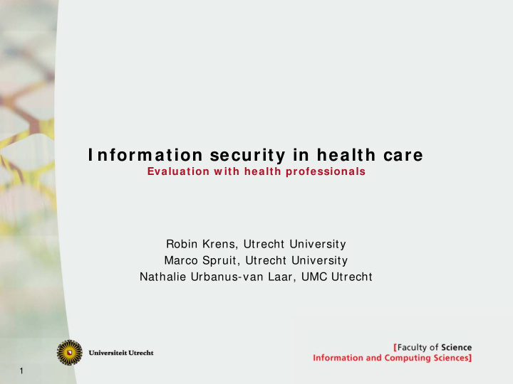 i nform ation security in health care