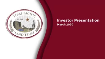 Investor Presentation  March 2020  Management Team  Tyler Glover  Chief Executive Officer  Robert