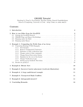 GKLEE Tutorial  Guodong Li, Peng Li, Geof Sawaya, Wei-Fan Chiang, Ganesh Gopalakrishnan School of
