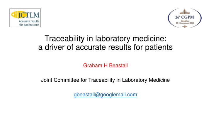 traceability in laboratory medicine