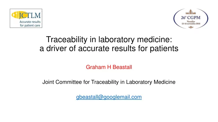 traceability in laboratory medicine