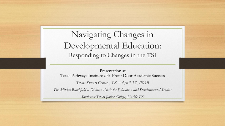 navigating changes in developmental education