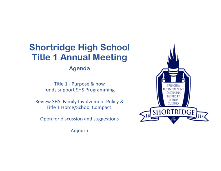 shortridge high school title 1 annual meeting