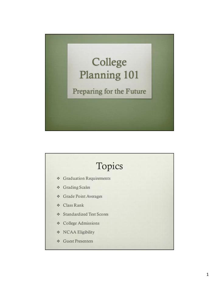 college planning 101