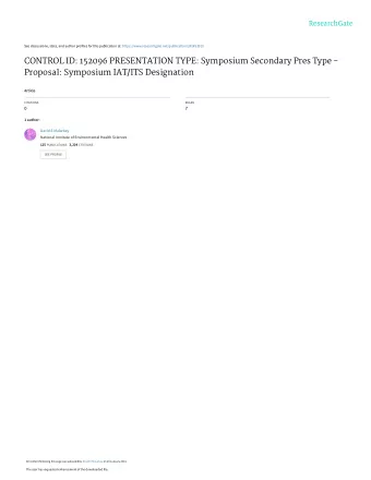 CONTROL ID: 152096 PRESENTATION TYPE: Symposium Secondary Pres Type -  Proposal: Symposium IAT/ITS