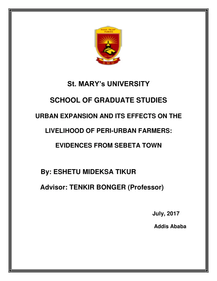 st mary s university school of graduate studies urban