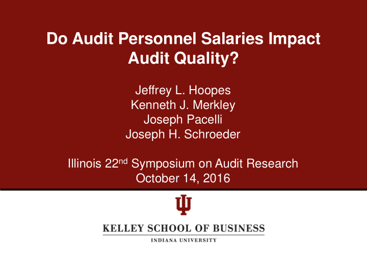 do audit personnel salaries impact audit quality