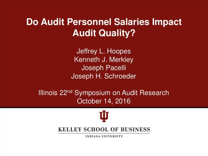 do audit personnel salaries impact audit quality