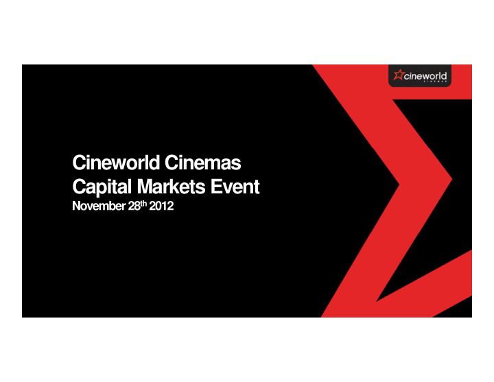 cineworld cinemas capital markets event