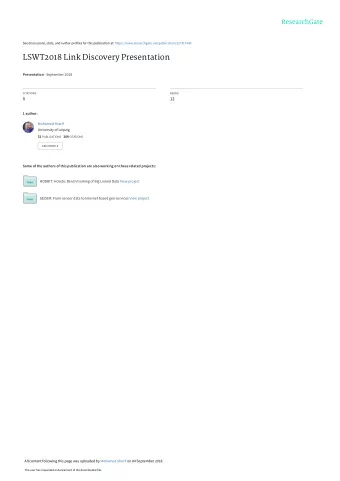 LSWT2018 Link Discovery Presentation Presentation  September 2018  CITATIONS  READS  0  12  1