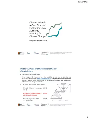 Climate Ireland:  A Case Study of  Facilitating Local  Authority  Planning for  Climate Change