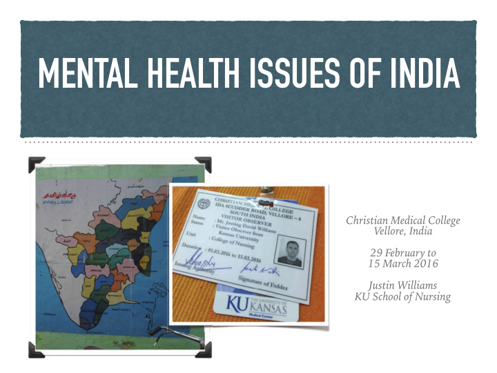 mental health issues of india