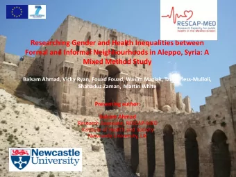 Researching Gender and Health Inequalities between  Formal and Informal Neighbourhoods in Aleppo,