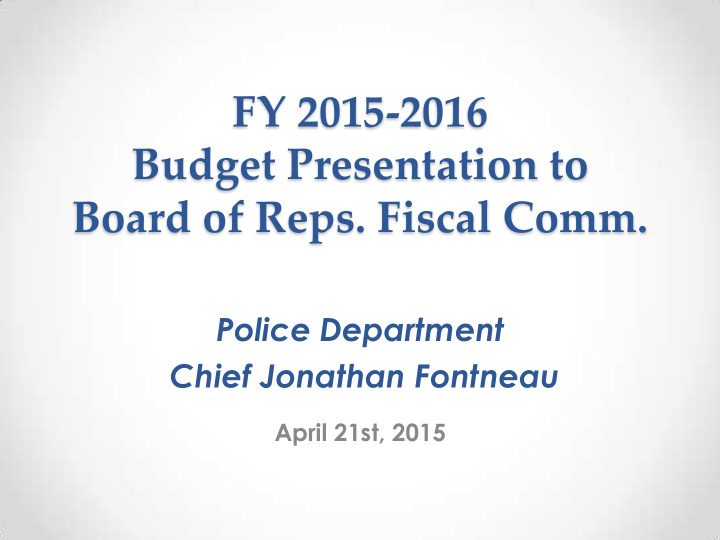budget presentation to
