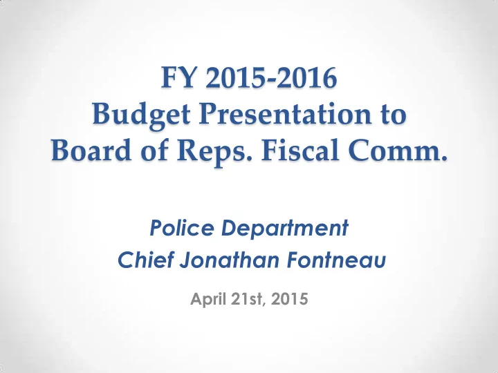 budget presentation to