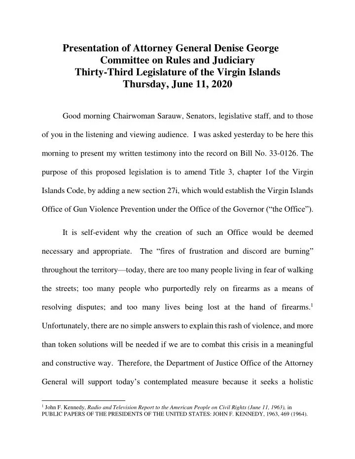 presentation of attorney general denise george committee