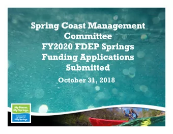 Spring Coast Management  Spring Coast Management  Committee  Committee  FY2020 FDEP Springs  FY2020