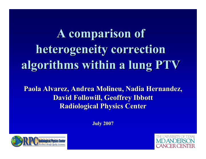 a comparison of a comparison of heterogeneity correction