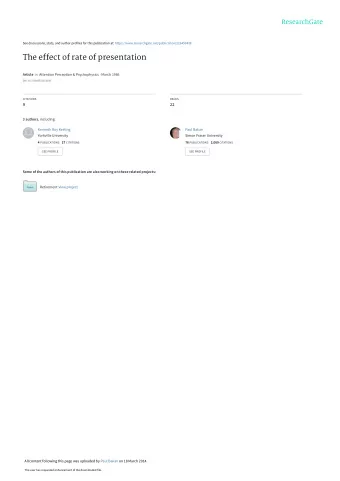 The effect of rate of presentation Article in Attention Perception &amp; Psychophysics  March