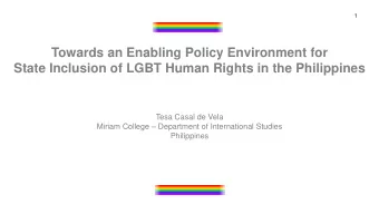 State Inclusion of LGBT Human Rights in the Philippines  Tesa Casal de Vela Miriam College
