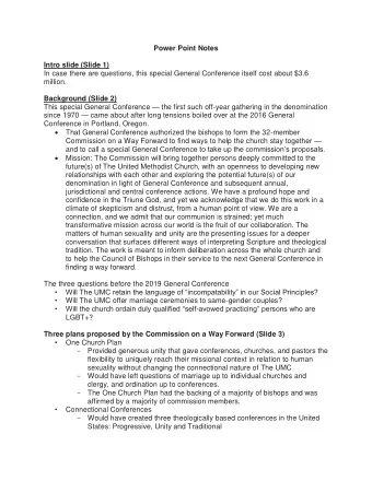 Power Point Notes  Intro slide (Slide 1)  In case there are questions, this special General