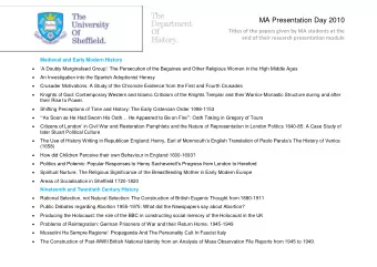 Department  Of  Titles of the papers given by MA students at the  end of their research