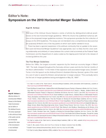 T This issue of the Antitrust Source features a series of articles by distinguished antitrust
