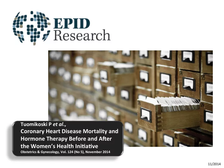 coronary heart disease mortality and hormone therapy