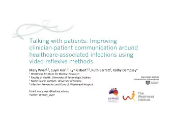 1 Westmead InsCtute for Medical Research 2 Faculty of Health, University of Technology, Sydney 3