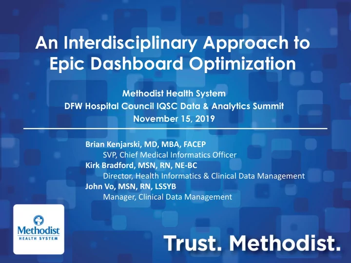 an interdisciplinary approach to epic dashboard