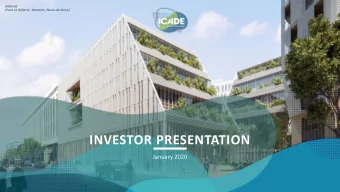 INVESTOR PRESENTATION  January 2020  ICADE AT A GLANCE  ICADE AT A GLANCE: ONE OF THE LEADING