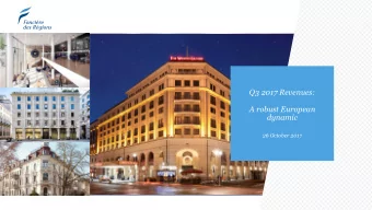 Q3 2017 Revenues:  A robust European  dynamic  26 October 2017  CONTENTS &gt; RENTAL ACTIVITY: