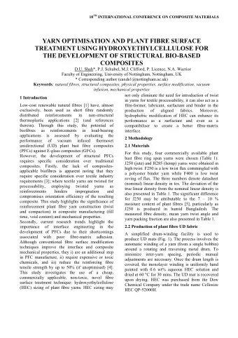 YARN OPTIMISATION AND PLANT FIBRE SURFACE  TREATMENT USING HYDROXYETHYLCELLULOSE FOR  THE