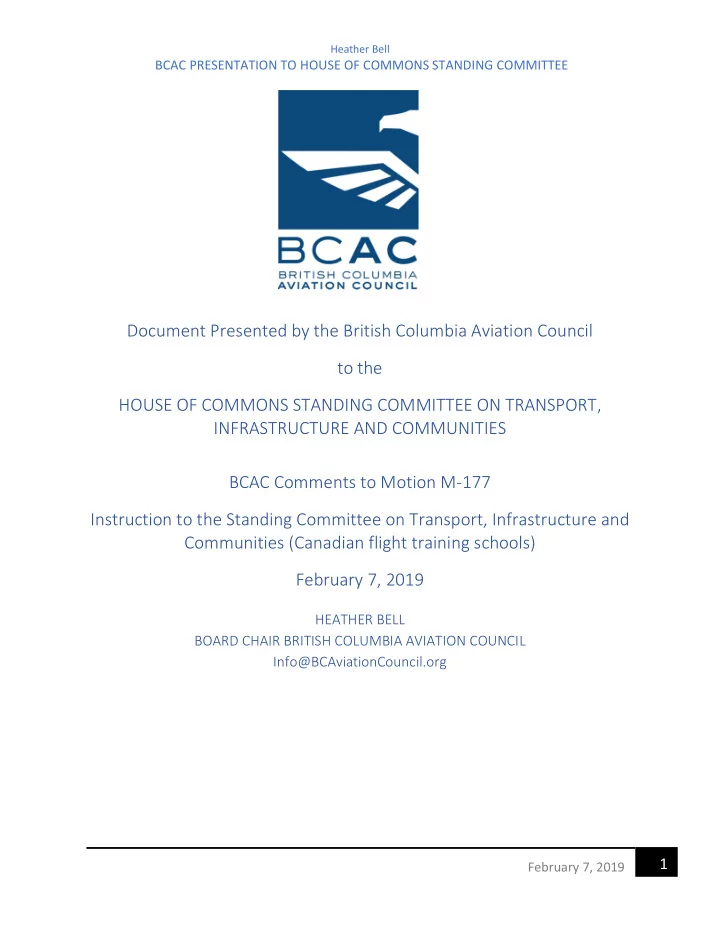 document presented by the british columbia aviation