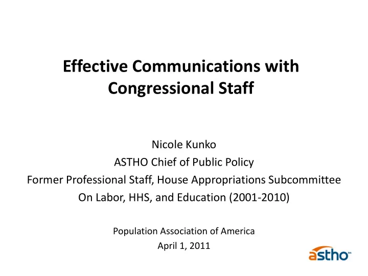 effective communications with congressional staff