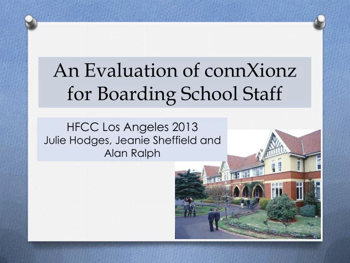 an evaluation of connxionz