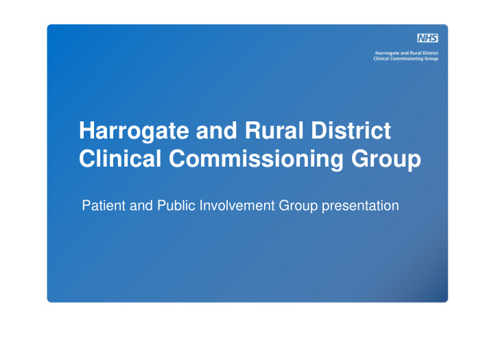 harrogate and rural district clinical commissioning group