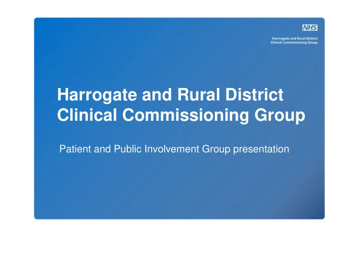harrogate and rural district clinical commissioning group