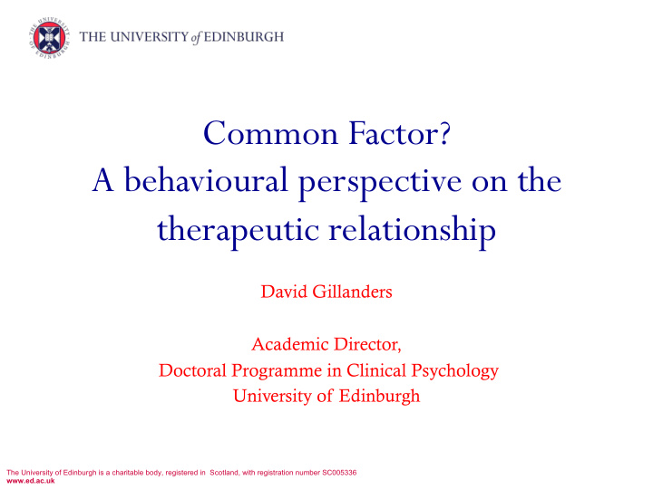 common factor a behavioural perspective on the
