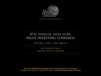 8th annual new york  value investing congress    October 1, 2012  new york, ny  My Favorite