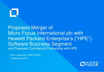 Hewlett Packard Enterprises (HPE)  Software Business Segment  and Proposed Commercial