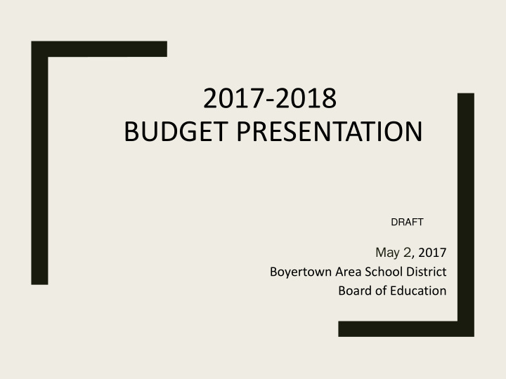 2017 2018 budget presentation