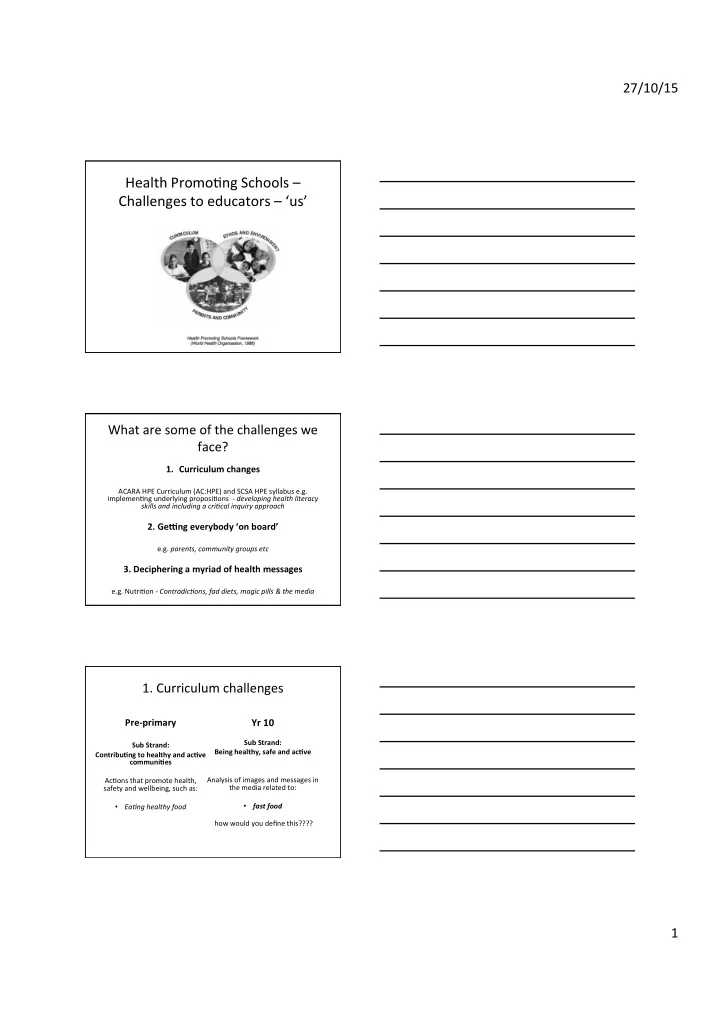 health promo2ng schools challenges to educators us