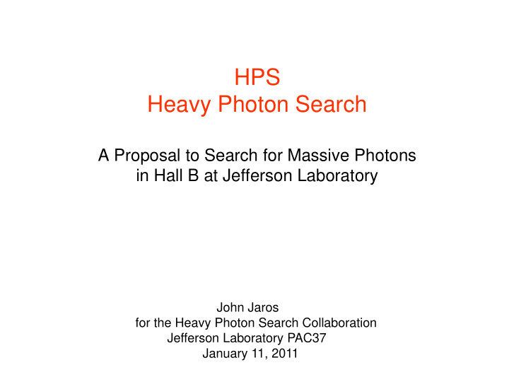hps heavy photon search