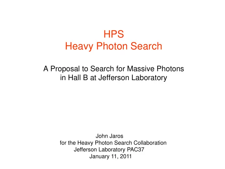 hps heavy photon search